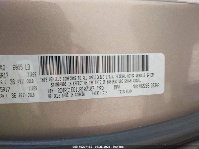 2C4RC1EG1JR107107 Chrysler Pacifica Touring L Plus