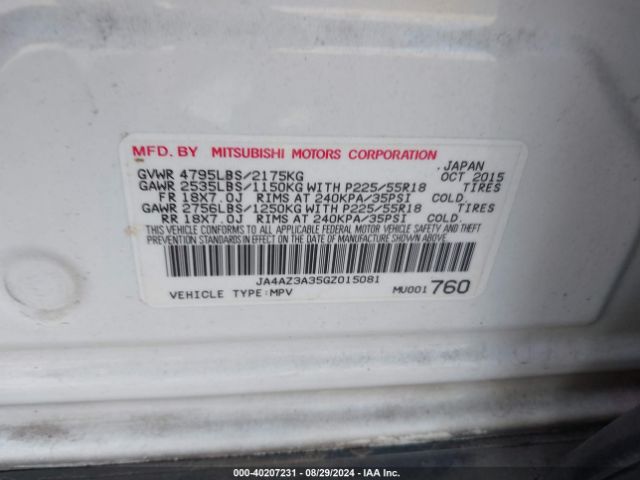 JA4AZ3A35GZ015081 Mitsubishi Outlander Es