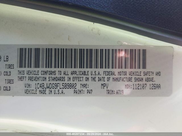 1C4BJWDG9FL589802 Jeep Wrangler Unlimited Sport