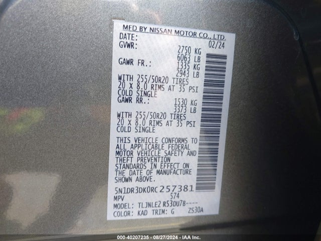 Nissan Pathfinder Platinum 4wd 2024 5N1DR3DK0RC257381 Image 9
