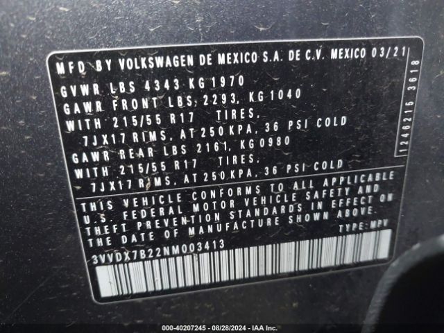 2022 VOLKSWAGEN TAOS 3VVDX7B22NM003413 Photo 8