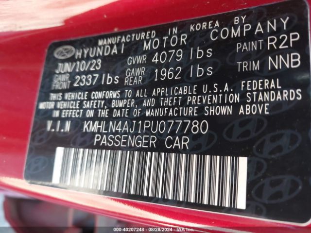 KMHLN4AJ1PU077780 Hyundai Elantra Hybrid Limited