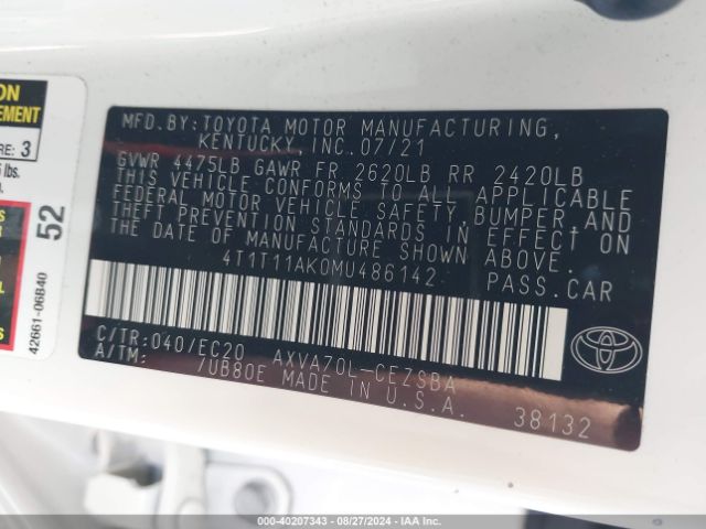 4T1T11AK0MU486142 Toyota Camry Se Nightshade Edition