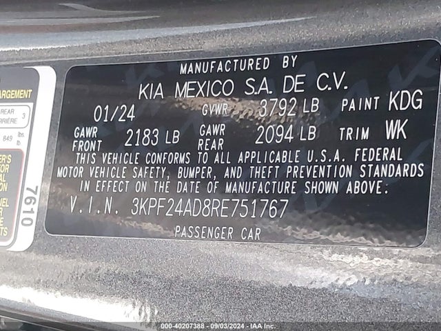 KIA Forte Lxs 2024 3KPF24AD8RE751767 Image 9