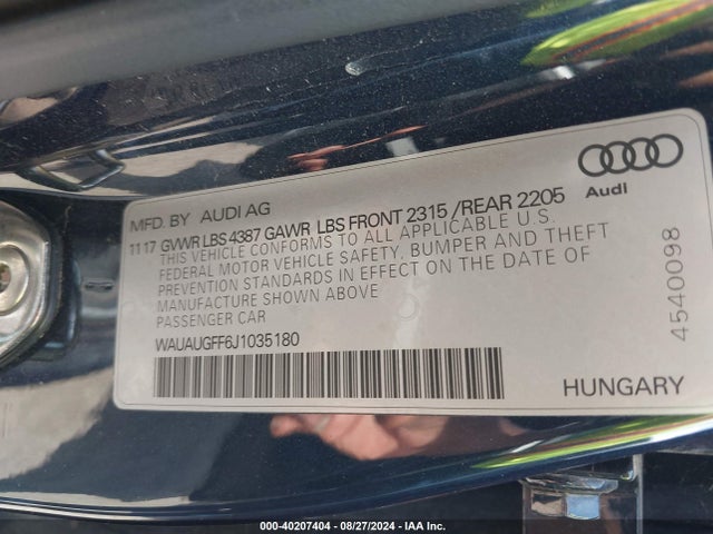 WAUAUGFF6J1035180 Audi A3 2.0t Premium/2.0t Tech Premium