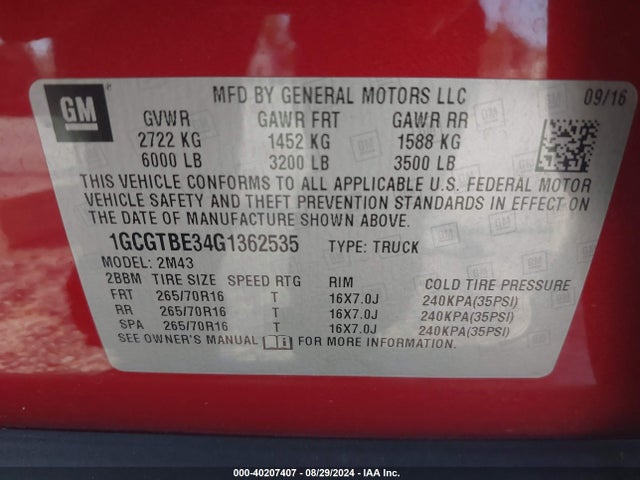 1GCGTBE34G1362535 Chevrolet Colorado Wt