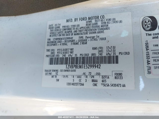 Ford Mustang V6 2014 1ZVBP8EM1E5299942 Image 9