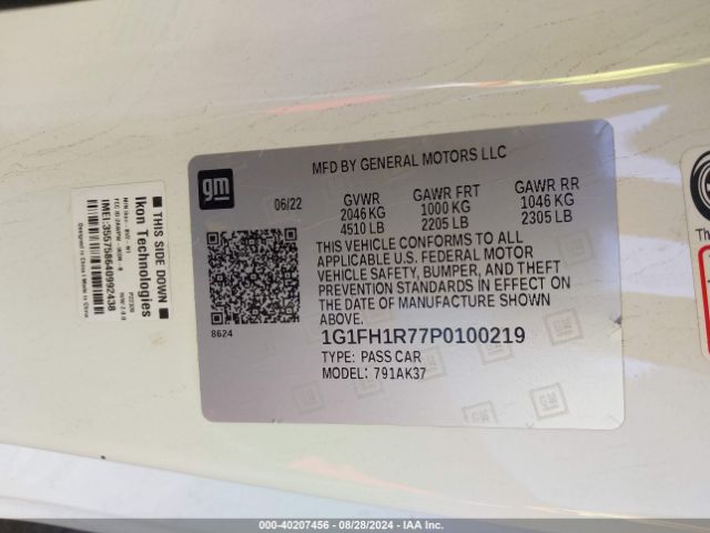 1G1FH1R77P0100219 Chevrolet Camaro Rwd  2ss