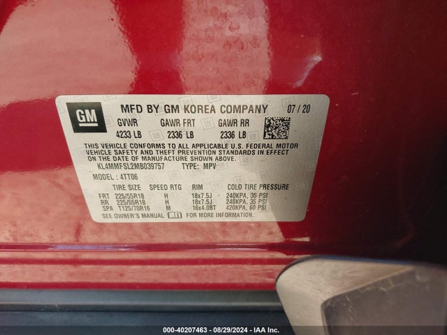 KL4MMFSL2MB039757 Buick Encore Gx Fwd Essence
