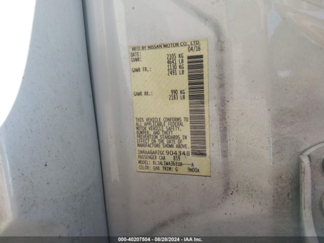 1N4AA6AP2GC904348 Nissan Maxima 3.5 Sr