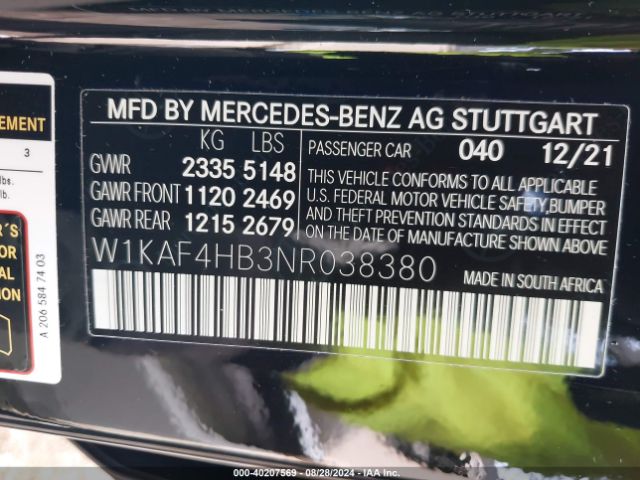 W1KAF4HB3NR038380 Mercedes-Benz C 300 4matic