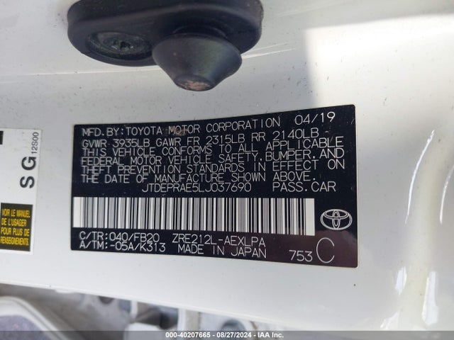 Toyota COROLLA LE 2020 JTDEPRAE5LJ037690 Image 9