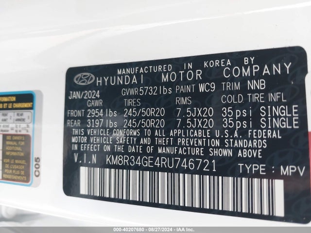 Hyundai Palisade Xrt 2024 KM8R34GE4RU746721 Image 9
