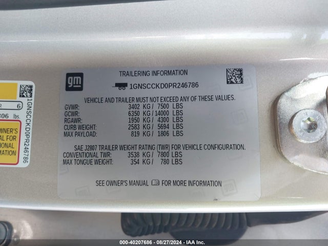 Chevrolet Suburban 2wd Lt 2023 1GNSCCKD0PR246786 Image 9