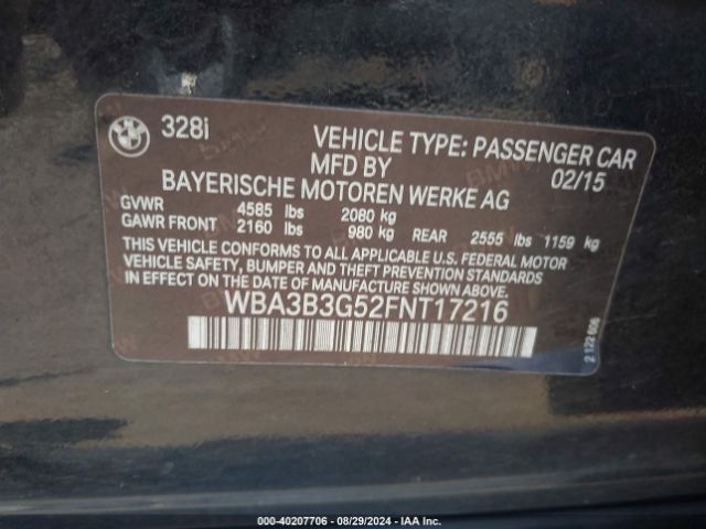 WBA3B3G52FNT17216 BMW 328i Xdrive