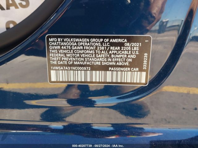 1VWSA7A31NC000972 Volkswagen Passat 2.0t Se