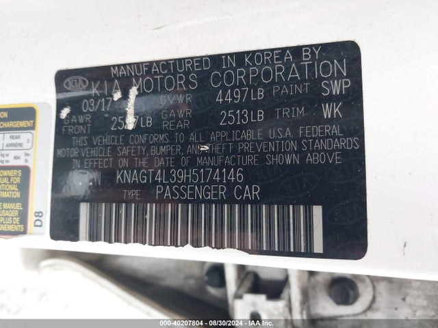 KIA Optima Lx 2017 KNAGT4L39H5174146 Image 9