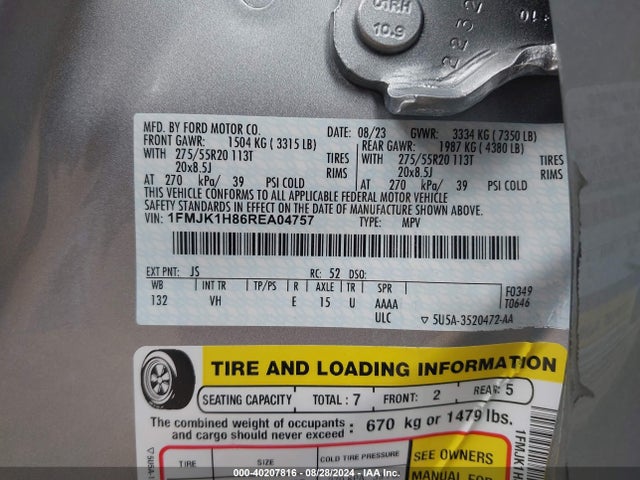 Ford Expedition Xlt Max 2024 1FMJK1H86REA04757 Image 9