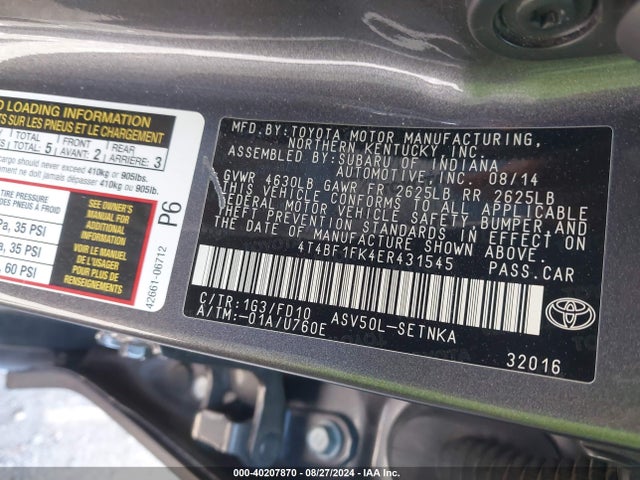 Toyota CAMRY LE 2014 4T4BF1FK4ER431545 Image 9