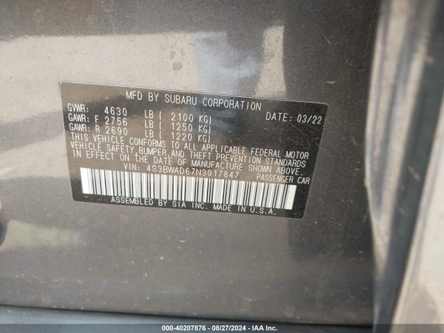 4S3BWAD67N3017847 Subaru Legacy Premium