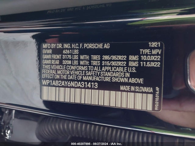 2022 PORSCHE CAYENNE WP1AB2AY6NDA31413 Photo 8