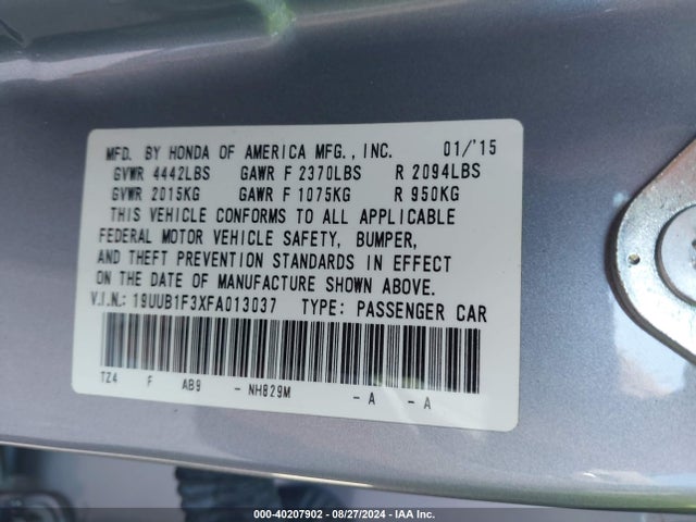 19UUB1F3XFA013037 Acura TLX