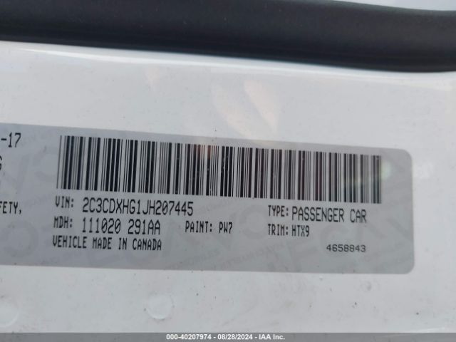 2C3CDXHG1JH207445 Dodge Charger Sxt Plus Rwd