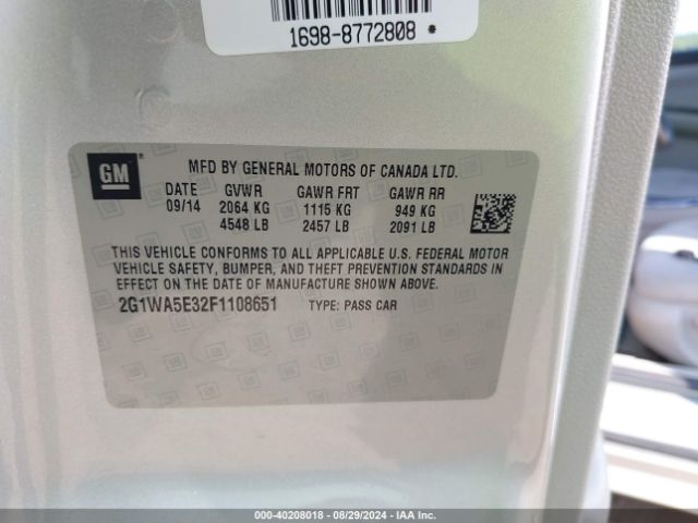 2G1WA5E32F1108651 Chevrolet Impala Limited Ls