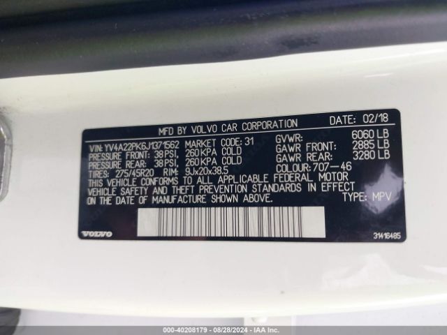 YV4A22PK6J1371562 Volvo Xc90 T6 Momentum