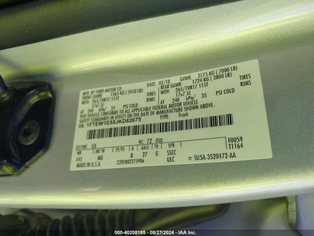 1FTEW1E55JKD82675 Ford F-150 Xlt