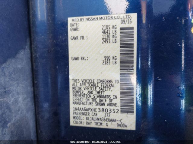 1N4AA6APXHC380352 Nissan Maxima 3.5 Platinum