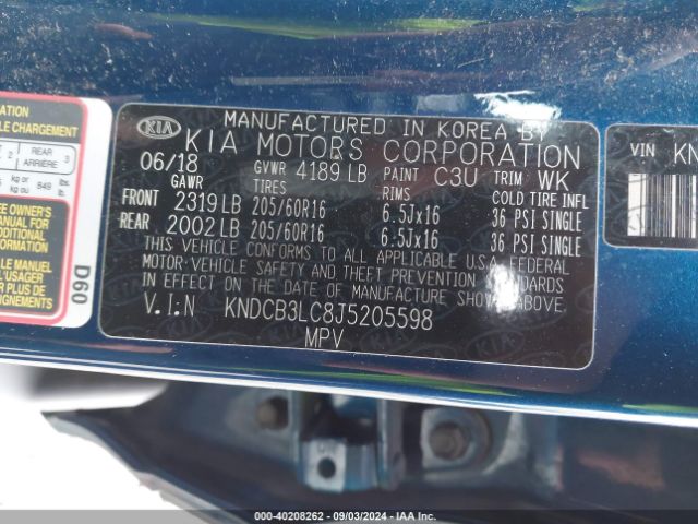 KNDCB3LC8J5205598 KIA NIRO LX