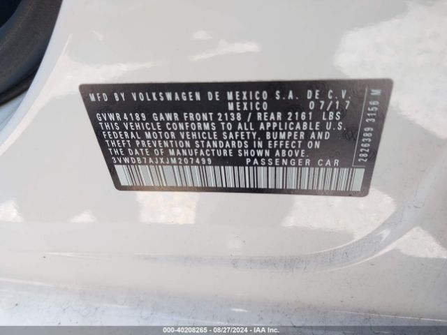 3VWDB7AJXJM207499 Volkswagen Jetta 1.4t Se/1.4t Wolfsburg Edition
