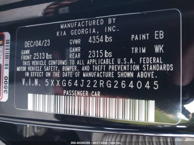 5XXG64J22RG264045 KIA K5 Gt-line