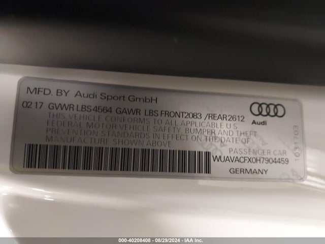 2017 AUDI R8 WUAVACFX0H7904459 Photo 8
