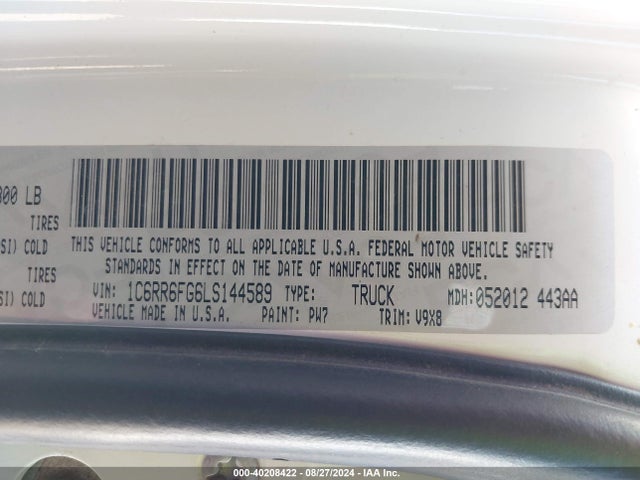 1C6RR6FG6LS144589 RAM 1500 Classic Tradesman Quad Cab 4x2 6'4 Box