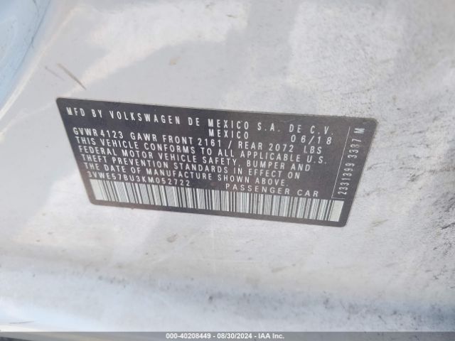 3VWE57BU3KM052722 Volkswagen Jetta 1.4t Sel