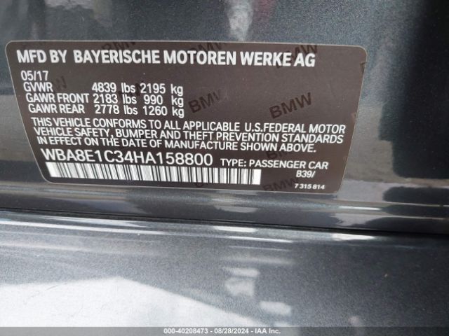 WBA8E1C34HA158800 BMW 330e Iperformance