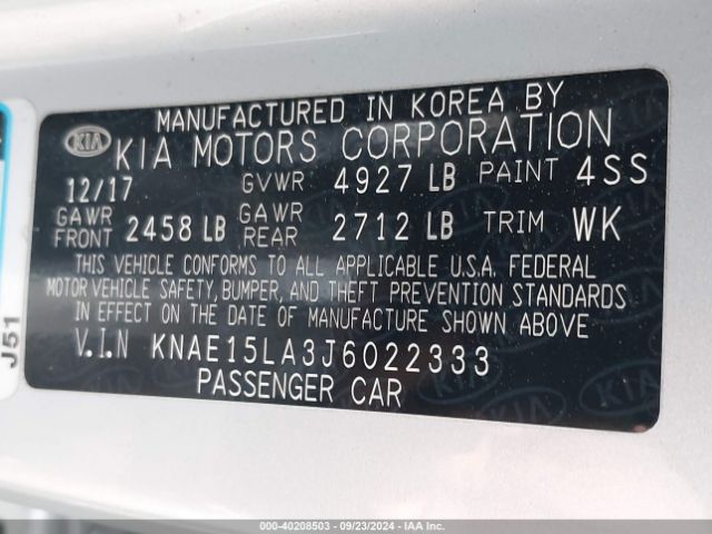 KIA Stinger 2018 KNAE15LA3J6022333 Image 9