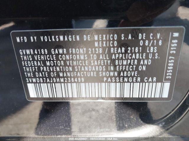 3VWDB7AJ9HM236499 Volkswagen Jetta 1.4t Se