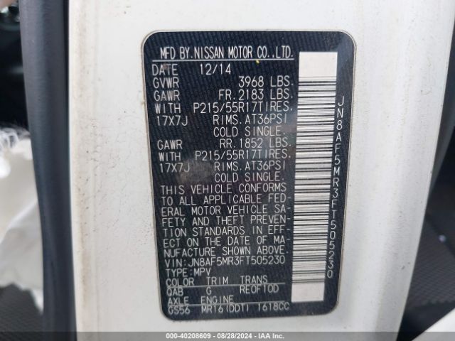 JN8AF5MR3FT505230 Nissan JUKE S