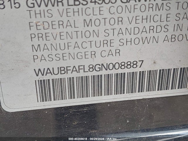 WAUBFAFL8GN008887 Audi A4 2.0t Premium