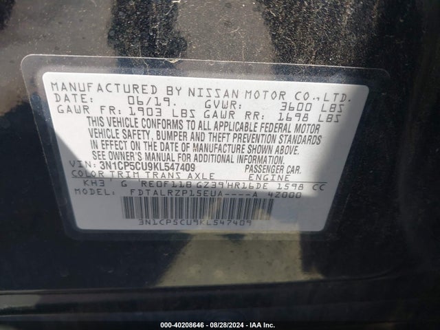 Nissan KICKS S 2019 3N1CP5CU9KL547409 Image 9