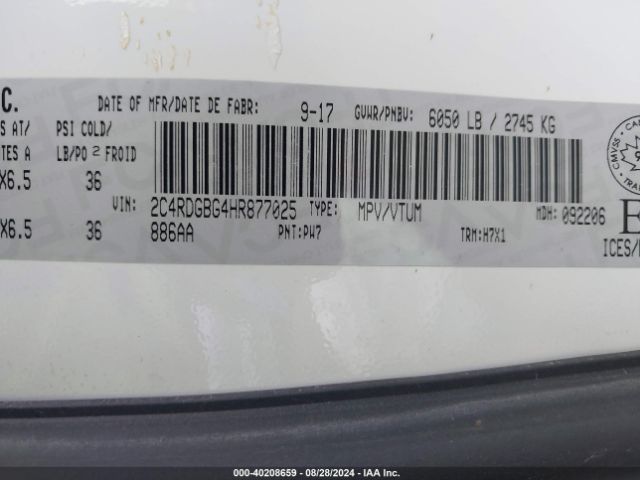 2017 DODGE GRAND CARAVAN 2C4RDGBG4HR877025 Photo 8