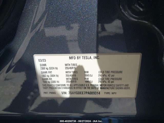 2023 TESLA MODEL Y 7SAYGDEE7PA089314 Photo 8