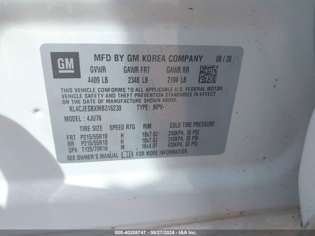 Buick Encore Awd Preferred 2021 KL4CJESBXMB316239 Image 9