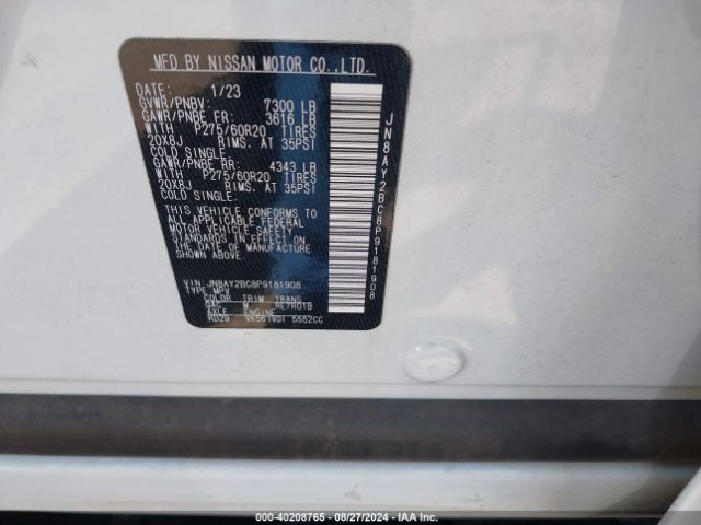 JN8AY2BC8P9181908 Nissan Armada Sl 2wd