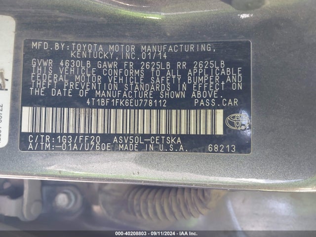 Toyota CAMRY SE 2014 4T1BF1FK6EU778112 Image 9