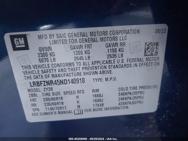 LRBFZNR45ND140918 Buick Envision Fwd Essence