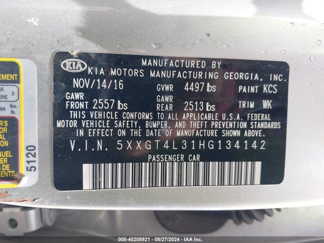 KIA Optima Lx 2017 5XXGT4L31HG134142 Image 9